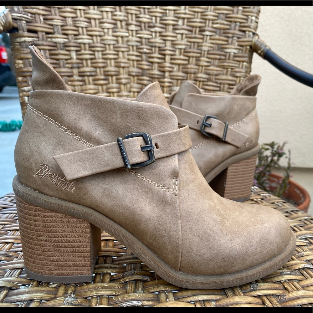 Blowfish Tan Leather Booties with Buckle